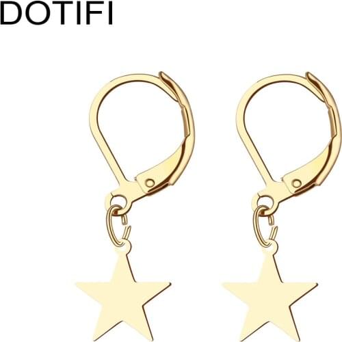 DOTIFI For Women New Fashion Pentagram Earrings Best Selling Stainless Steel Gold Silver Color Star Earrings Engagement Jewelry
