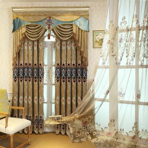 Elegant embroidered blackout curtains For Living Room Luxury Jacquard Blind Drapes Curtain For Bedroom 70% Shading Custom