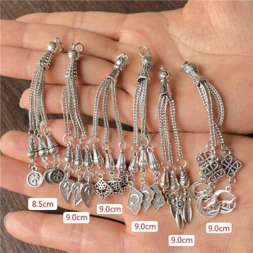 JunKang 18pcs 6 different styles feather moon star leaf coconut tree Ottoman tassel pendant for DIY rosary jewelry accessories