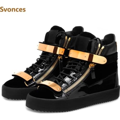 Fashion Wedges Casual Mens Boots Flat Platform Mens Sneakers Flock Lace-up Zipper Patchwork Designer Shoes Man Large Size Shoe