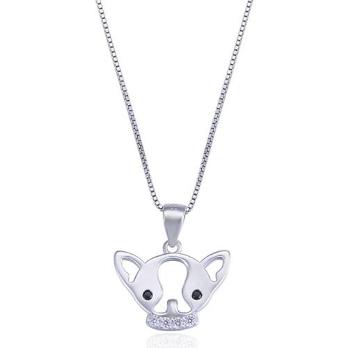 Fashion Women Pure 925 Sterling Silver Necklaces Lovely Animal Zodiac Avatar Pendant Zircon Necklaces Chain Jewelry Accessory