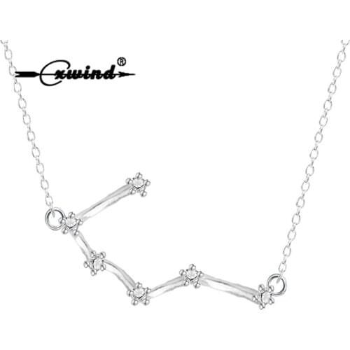 Fashion Women Zodiac Jewelry Pendant & Necklace Zircon Constellation Cancer Zodiac Sign Necklaces Charm Clavicle Collar Gift