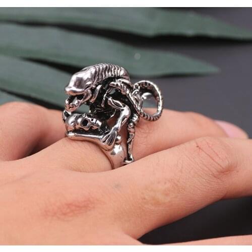 Retro Punk Lizard Skull Ring For Men Boys Vintage Male Metal Skeleton Animal Rings Hip Hop Cool Party Jewelry Gifts 2019 Anillos