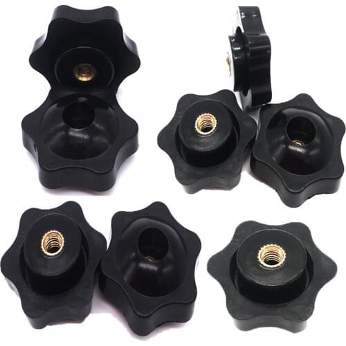 Female Thread Star Knob Handles 6 Star Shaped Star Knob Female Thread 8pcs Black Plastic Star Head Clamping Knob Grip Nuts Knobs