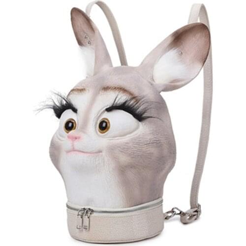 Celebrity Backpack Womens Personality Creative Cartoon 3D Three-dimensional Bunny Bag Men women Funny and Cute Pet Backpack