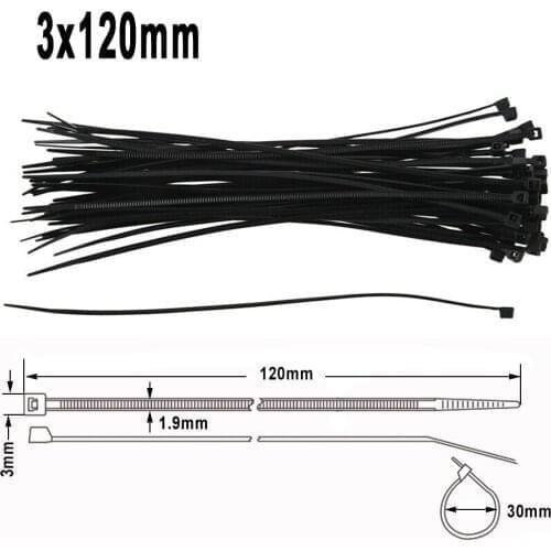 Self-locking plastic nylon tie black or white 3*120mm cable tie fastening ring cable tie zip wraps strap nylon cable tie