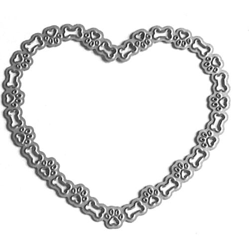 Heart Dog Paw Bone Metal Cutting Dies Stencil Scrapbooking DIY Album Stamp Paper Card Mold Embossing Decoration Craft