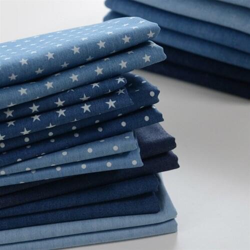 145X50cm Thickness Sand Wash Blue Washed Denim Fabric Cotton Pants Clothes Fabric Eco-Bag cloth