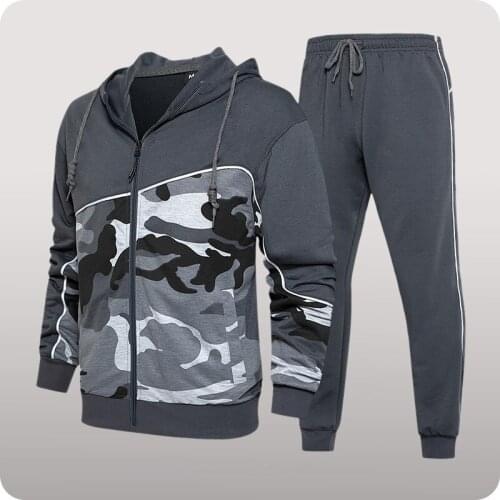 Camouflage Mens Set Spring Autumn Printed Tracksuit Men Military Jacket Two Pieces Set 2021 Brand Sports Suit Mens Clothing