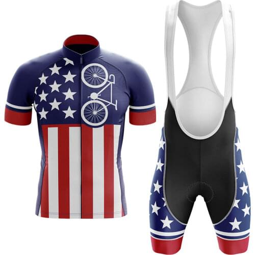 USA Cycling Sets Bike uniform Summer Cycling Jersey Set Road Bicycle Jerseys MTB Bicycle Wear Breathable Cycling Clothing