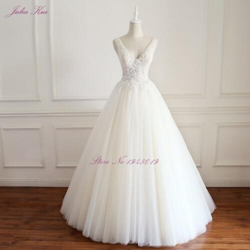 Julia Kui Backless A Line Wedding Dress With Pleated Tulles Floor Length Of vestido de noiva