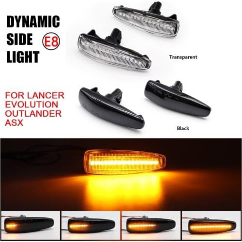 2Pcs For Mitsubishi Outlander Sport / RVR / ASX Mirage LED Dynamic Blinker Flowing Turn Signal Lights Side Marker Indicator Lamp