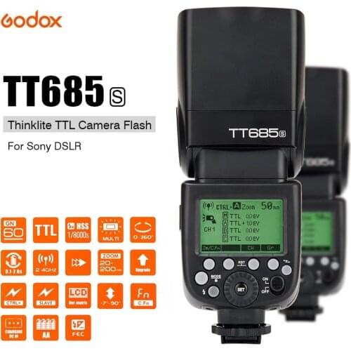 Godox TT685S HSS 1/8000S GN60 TTL Flash Speedlite 0.1-2.s Recycle Time 230 Full Power Flashes Supports TTL/M/Multi/S1/S2 Modes