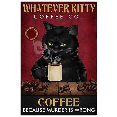 Whatever Kitty Funny Metal Tin Sign Wall Decor Man Cave Bar Retro Metal Vintage Tin Sign 12"x8" Inch