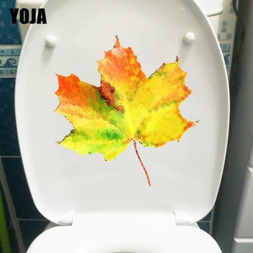 YOJA 22.2*22.9CM Autumn Maple Leaf Fashion Creative Wall Sticker Decal Bathroom Toilet Decor T1-1116