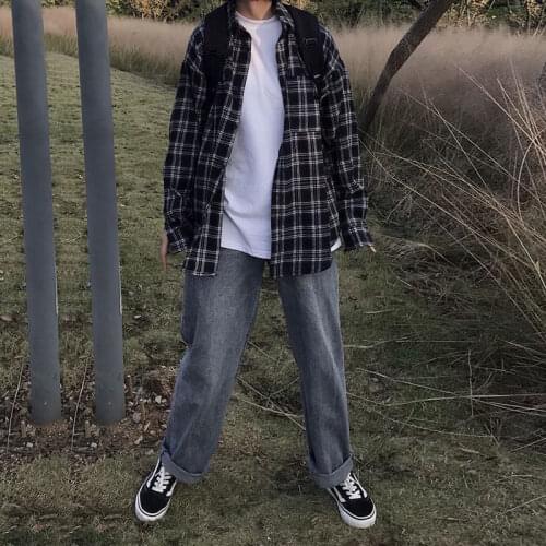 Women Blouse Plaid Shirt Womens Long Sleeve Four Seasons Loose Black White Retro Shirt Blusas Mujer De Moda