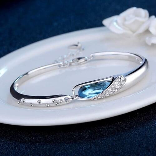 SL101 New Fashion S925 Pure Silver Bracelet MUSES Eye Bracelets Austrian Crystal Bracelet Lady Sterling Silver Jewelry