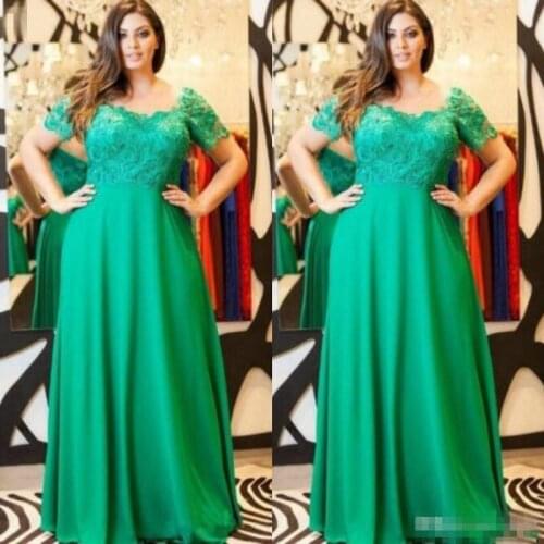 Plus Size Green Mother Of The Bride Dresses Lace Appliqued Short Sleeve A Line Chiffon Custom Formal Wedding Guest Dresses