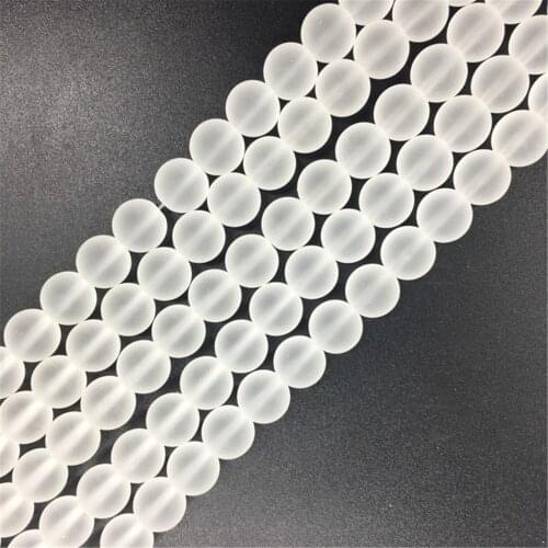 1 string 4/6/8/10/12mm Imitation White Color Crystal Frosted Loose Beads Chain DIY Handmade Beaded Jewelry Accessories Wholesale