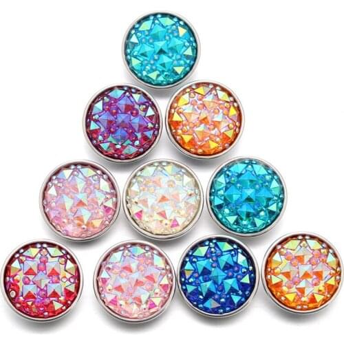 10pcs/lot Mixed 18mm Shinny Resin Snap Button Press Buttons Snaps Charms Fit Snap Bracelets DIY Jewelry ZD059
