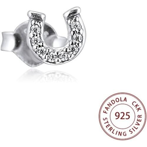 100% 925 Sterling Silver My Lucky Horseshoe Single Stud Earrings for Women Earrings Women Silver 925 Jewelry Gift pendientes