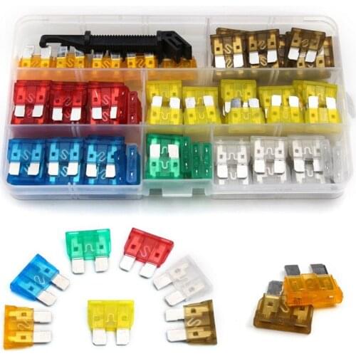 SVALID 120Pcs Standard Car Fuses Medium Blade Automotive Fuse for Auto Truck Boat with Black Fuse Key 5A-30A Assortment Kit