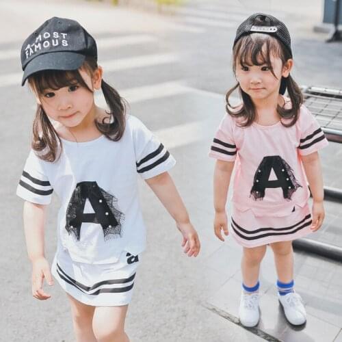 2018 girl summer clothing set fashion cotton shirts+skirts girls baby casual 2pcs clothes suits