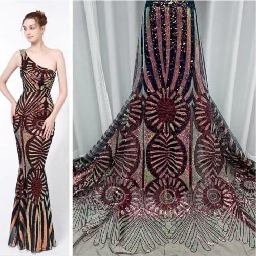 2021 High Quality Sequin Applique Stereoscopic Swiss French Net African Tulle Mesh Lace Fabric For Dress 5yards YL0701