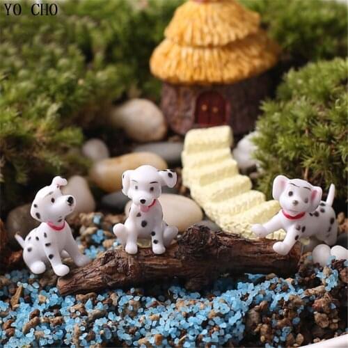 6PCS Spotted Dog Micro Landscape Craft Accessory Home Mini Fairy Garden Decoration DIY Mini Figurine Miniature Fake Animal