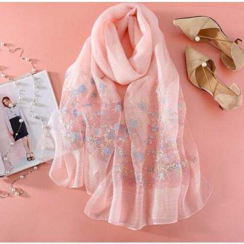 77*194cm 15% Silk And 85% Wool Blending Colour Embroidered Scarf Women Pineapple Grain Shawl Femme