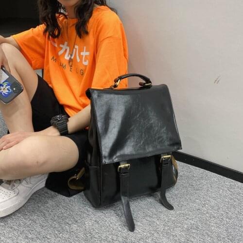 Backpack For Teens PU Leather Big Backpack For Women Portfolio School Vintage Avenue Bags Sac A Main Course High School Female