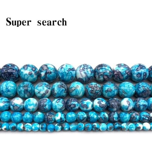 Natural White Wathet Black stones Round Loose Beads 15" Strand 4 6 8 10 12MM Pick Size For Jewelry diy Bracelet Woman