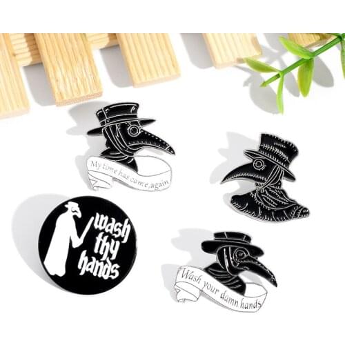 Plague Doctor Cosplay Costume Metal Badge Pin Alloy Brooch Props Halloween Party Prop