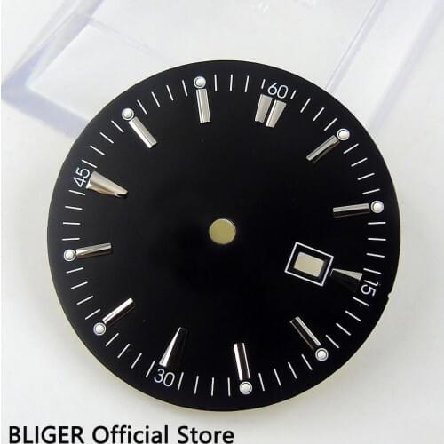 Stainless Steel 34.8MM Black Sterile Dial Date Window Watch Dial Fit Miyota 8215 Automatic Movement D41