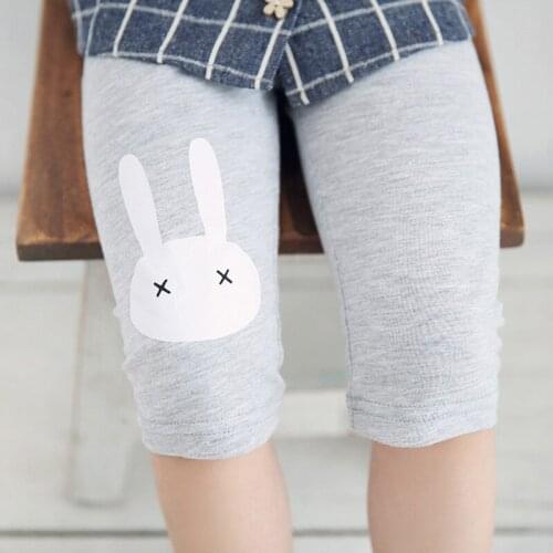 Rabbit Printed Girls Knee Length Kid Five Pants Candy Color Children Cropped Clothing Spring-Summer All-matches Bottoms Leggings