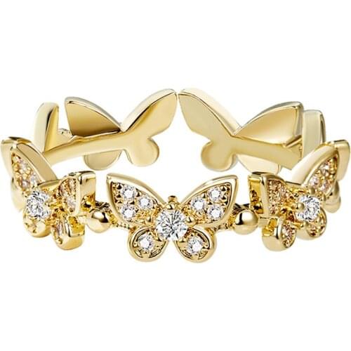 Elegant Butterfly Rings Female Korean Simple Rhinestone Casual Ring Index Finger Opening Ring For Women Accessorise
