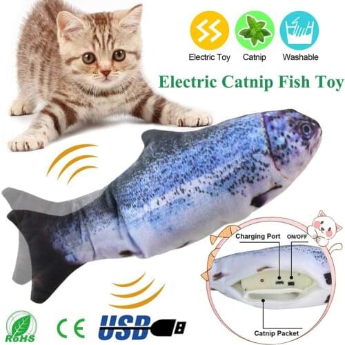 Electric Moving Fish Cat Toy Realistic Cat Kicker Fish Toy Funny Interactive Pets Chew Bite Supplies Wiggle Fish Catnip Toy