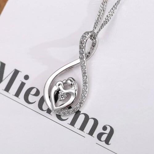 Personality Fashion Silver Color Water Drop Heart-shaped Copper Zircon Pendant Necklace The Best Gift For Lovers High Quality