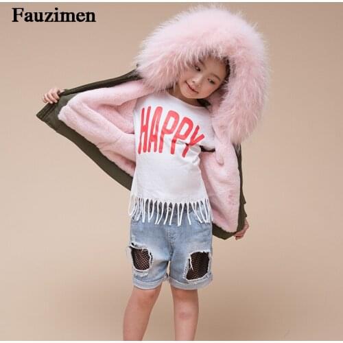 Baby Girls Jackets 2019 Autumn Winter Jackets Boys Jacket Kids Warm Real Raccoon Fur Hooded Outerwear Boys Coat Children Clothes