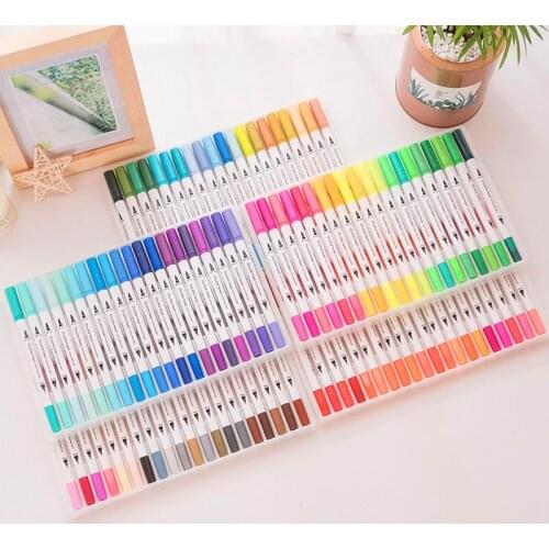 Dual Tip Marker Pen 12/24/36/48/60 Watercolor Brush Pen Lettering Calligraphy Art markers for Sketching School Art Supplies
