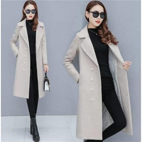 Fashion womens woolen coat womens long section new winter wear thick woolen coat professional womens Slim fit Wild Ms coat