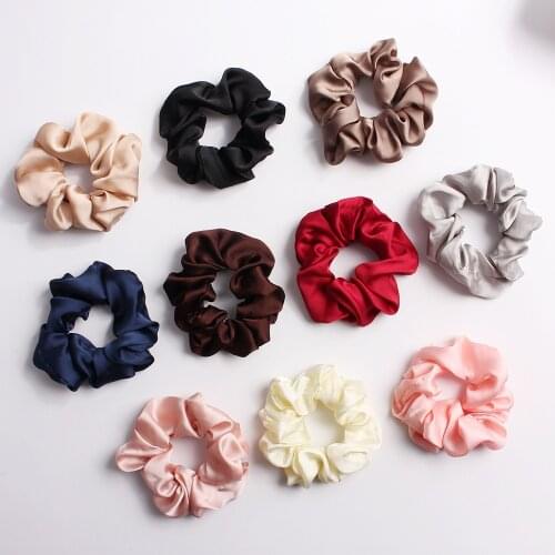 Fashion Women Solid Scrunchies Lady Elastic Hairbands Satin Hair Bands Girls Hair Tie Hair Skrunchy Accessories