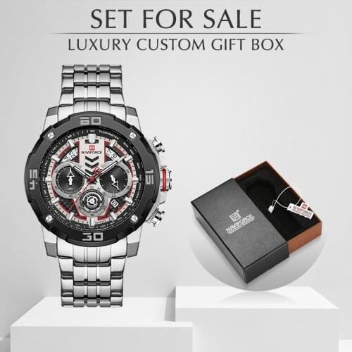 Mens Watches Top Luxury Brand NAVIFORCE Waterproof Clock Male Steel Quartz Watch Men Business Wristwatch With Box Set For Sale
