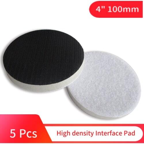 5PCS High Density 4 Inch 100mm Flocking Sponge Interface Pad Hard Self-adhesive Sander Backing Pad Hook and Loop