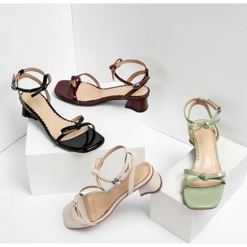 2021 New Bow Sandals Sexy Ins High Heels Summer Fashion Fairy Style Thick Heel Sandals