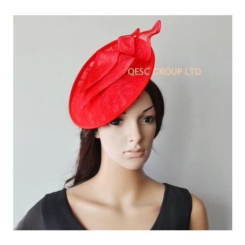 NEW Wholesale Elegant Attractive multiple color Red Sinamay fascinator lace Fascinator for derby . FREE SHIPPING