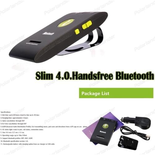 Plastic Slim 4.0.Wireless Bluetooth hands-free car Kit sun visor with Car Charger For Universal Phone MP3 Player
