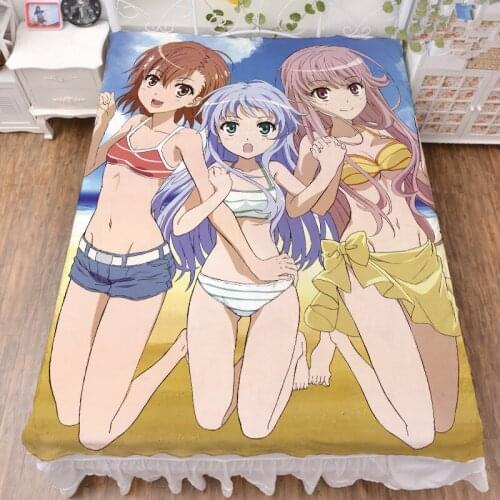 Anime Toaru Kagaku no Railgun character Misaka Mikoto Shirai Kuroko bed milk fiber sheet & flannel blanket summer quilt 150x200