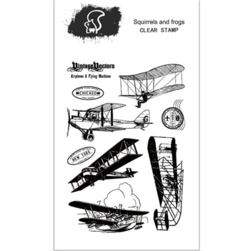 Retro aircraft transparent silicone clear stamp for scrapbooking DIY craft decoration soft stamp kids stationery