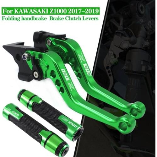 For KAWASAKI z1000 Z 1000 Z1000R Z1000 R 2017 2018 2019 Motorcycle CNC Handlebar grips +Short Clutch Brake Levers LOGO Z1000